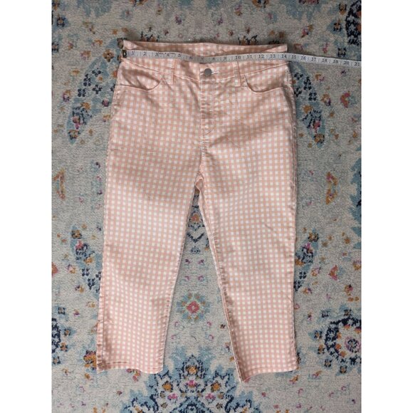 Chico's Peach Gingham Perfect Stretch Girlfriend Slim Leg Capri - 0 (S/4) - Picture 5 of 12